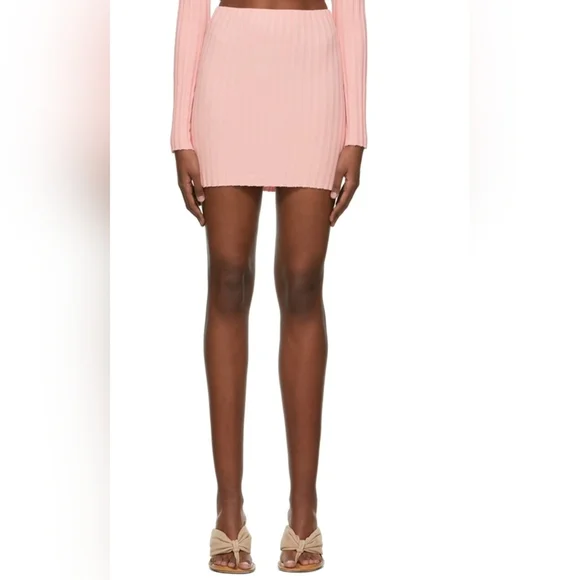 Cotton Citizen Capri Red/Pink Ribbed Mini Form Fitted Skirt for Any Occasion - Picture 7 of 10